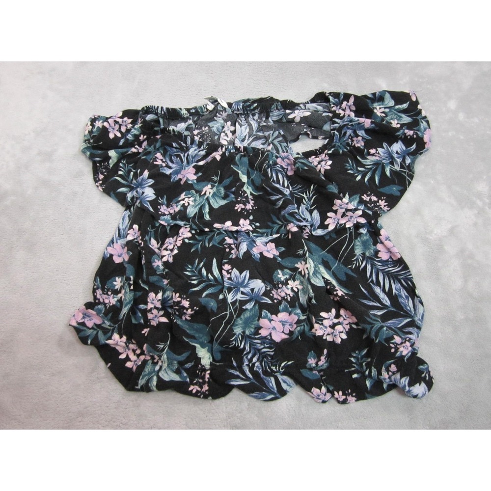 American Eagle Blouse Womens M Black Floral Off Shoulder Ruffle Boho